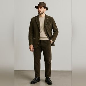 Julius Lang Vintage Golf Brown Corduroy Blazer with White Trim Size L